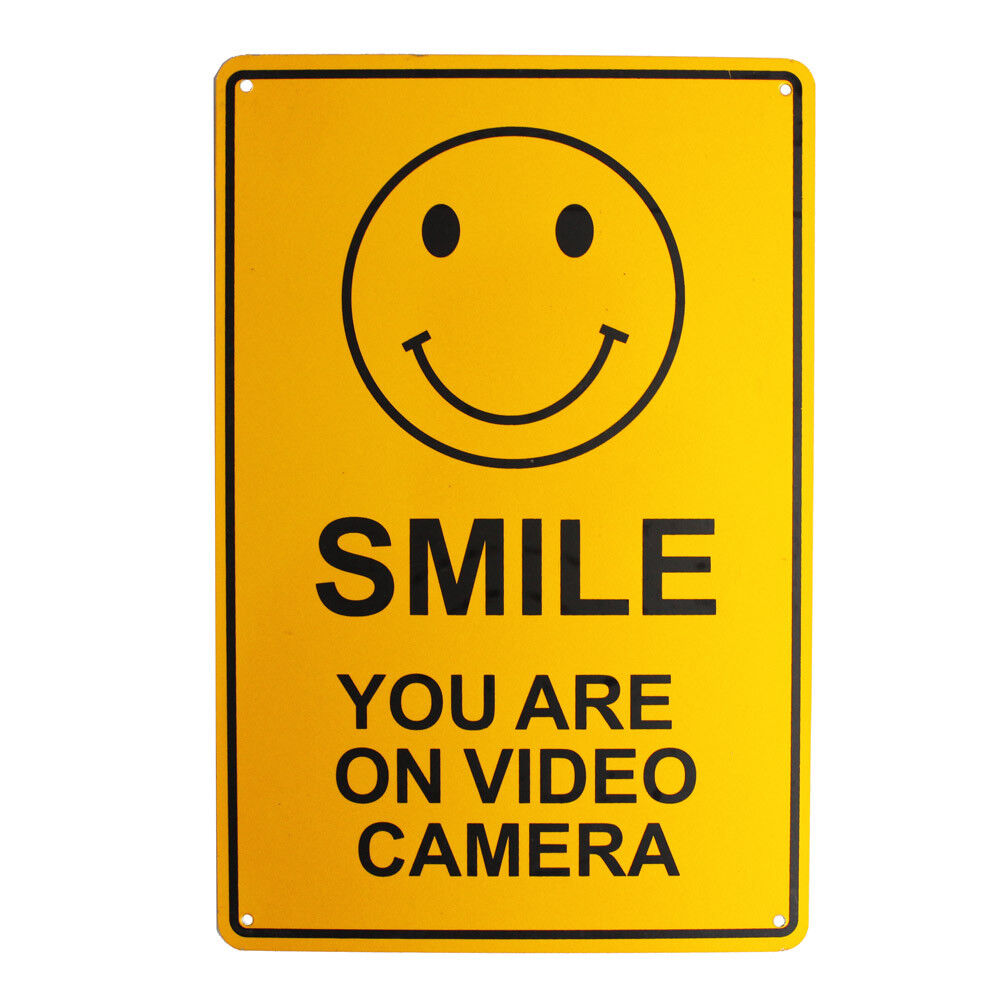 Surveillance Sign Smile You're On Video Camera Cctv 200x300mm Metal Best Quality