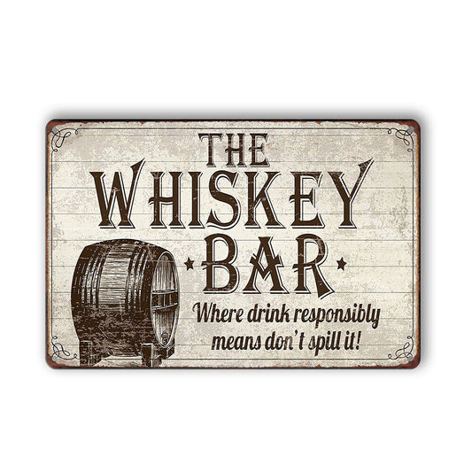 The Whiskey Bar Vintage Drink Tin Sign Man Cave Shed-garage Bar
