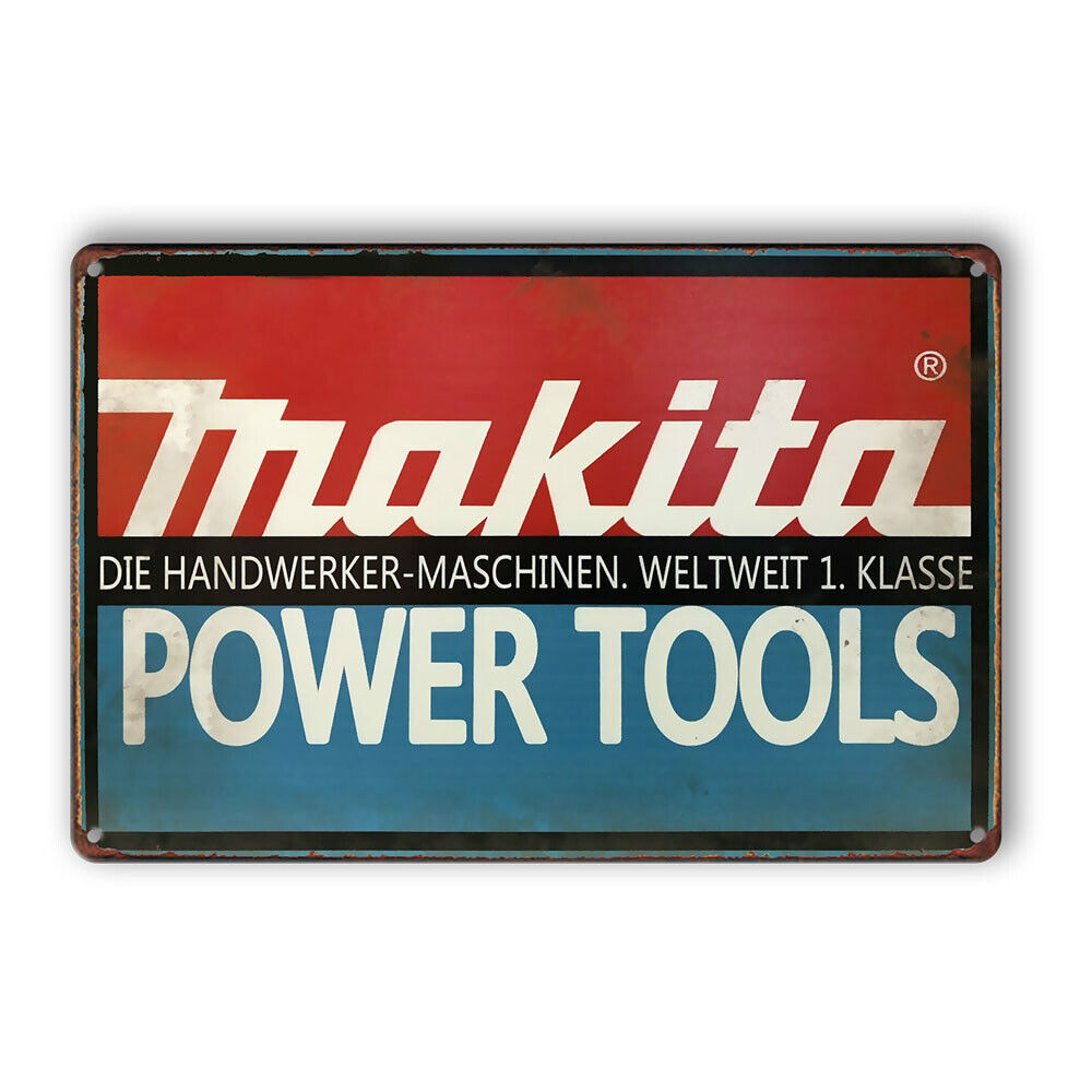 Makita Power Tools Red Blue Tin Metal Sign Man Cave Shed Garage Bar