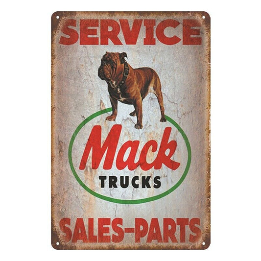 Tin Metal Sign Service Mack Trucks Mack Sales-parts Motor 20x30cm Rustic Vintage