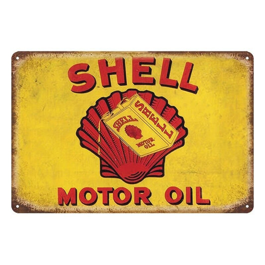 Tin Metal Sign Shell Motor Oil Auto 20x30cm Rustic Vintage
