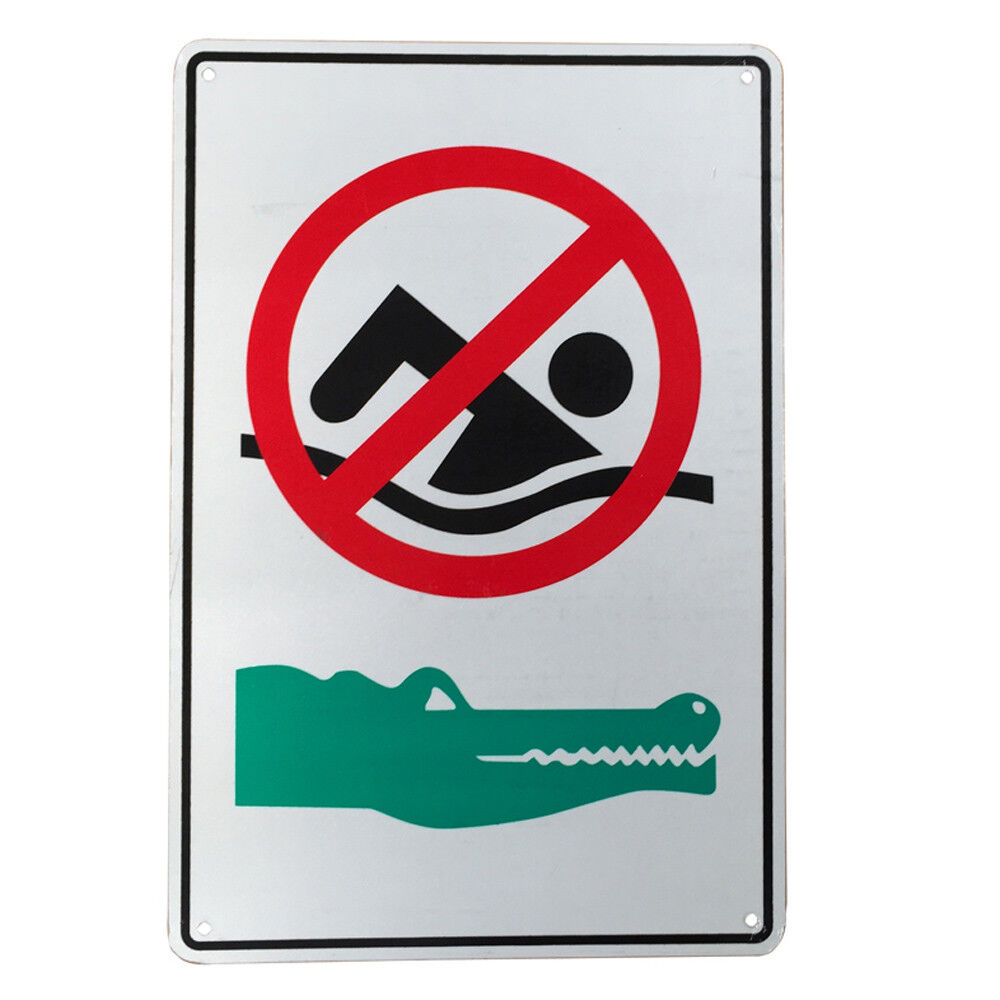 Warning Sign No Swimming Dangerous Crocodile 200x300mm Metal Safe Beach 16003029