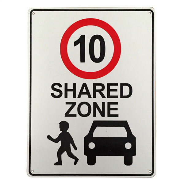 Warning Notice Sign 10 Speed Limited Shared Zone School 200x300mm Metal Quality