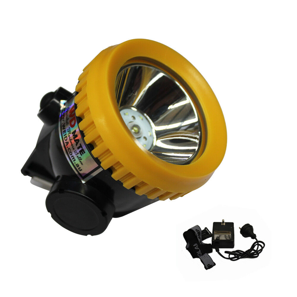 Miner Lamp Light 1w 3500lx Head Power Cordless Torch Led Helmet Safety