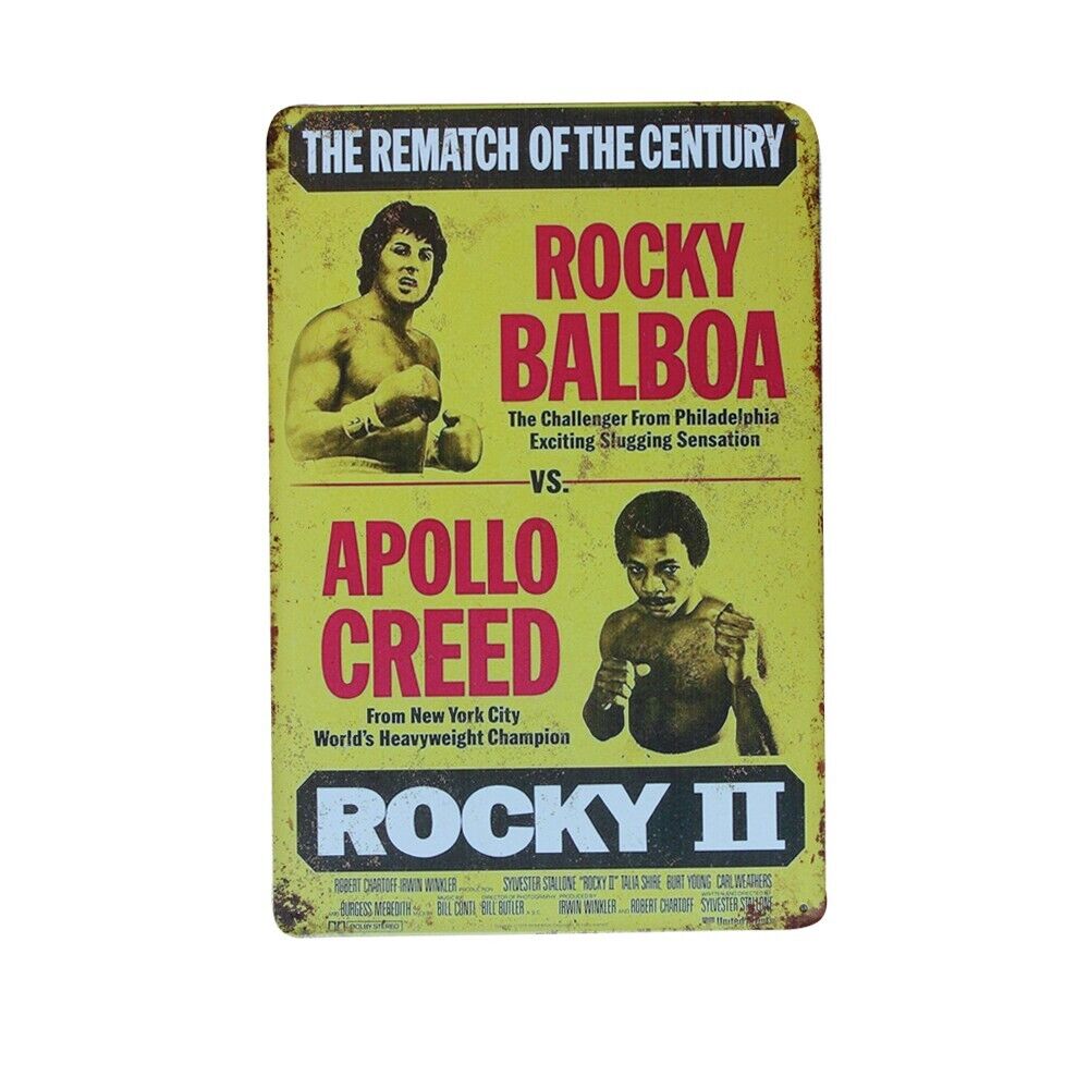 Tin Sign Rocky Balboa Apollo Creed Rematch Of Century Mancave