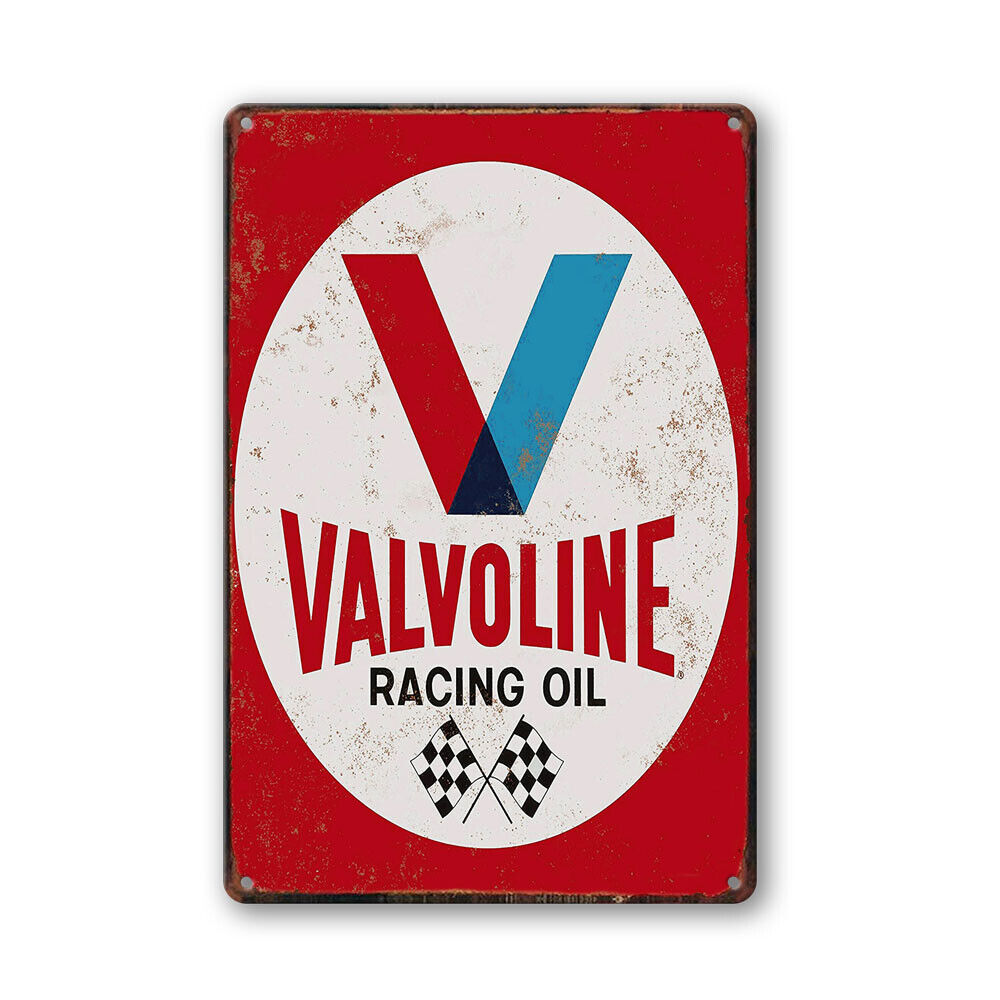 Valvoline Racing Oil Red V Flag Tin Sign Man Cave Shed Garage