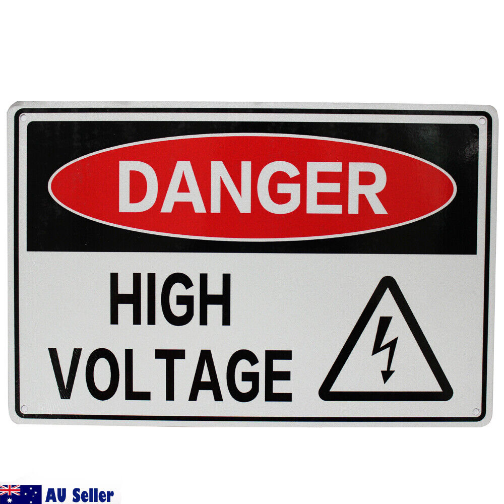 Warning Danger High Voltage Sign 200x300mm Metal Safety Notice Build Workshop