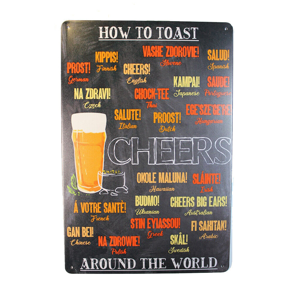 Tin Sign How To Toast Sprint Drink Bar Whisky Rustic Look