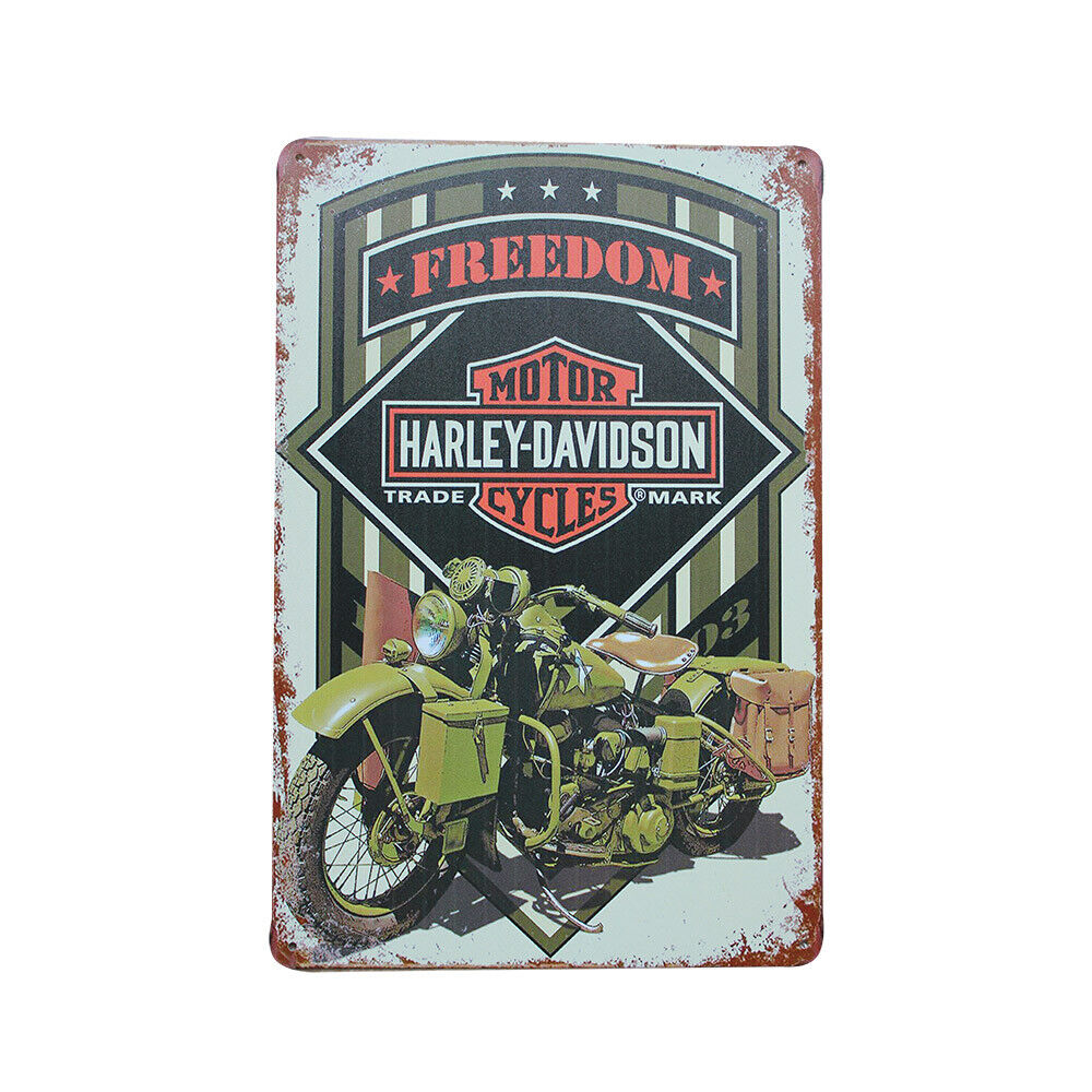 Metal Tin Sign Rustic Harley Davidson Freedom Parking Only 200x300mm Man Cave