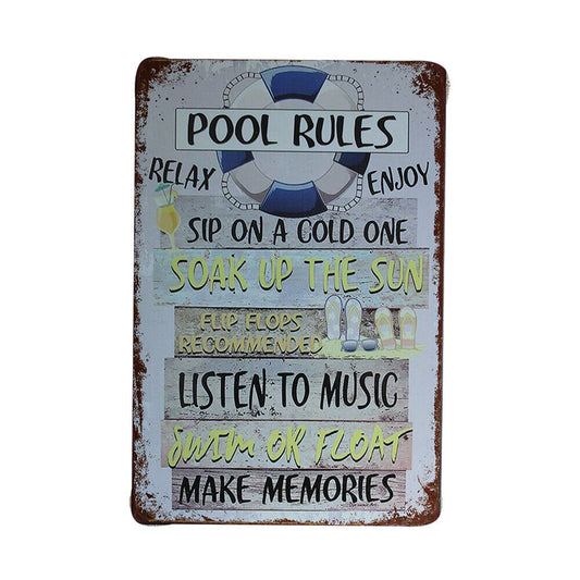 2xmetal Tin Signs Pool Rules Garage  Look Man Cave 200x300mm Shed Bar Home Decor
