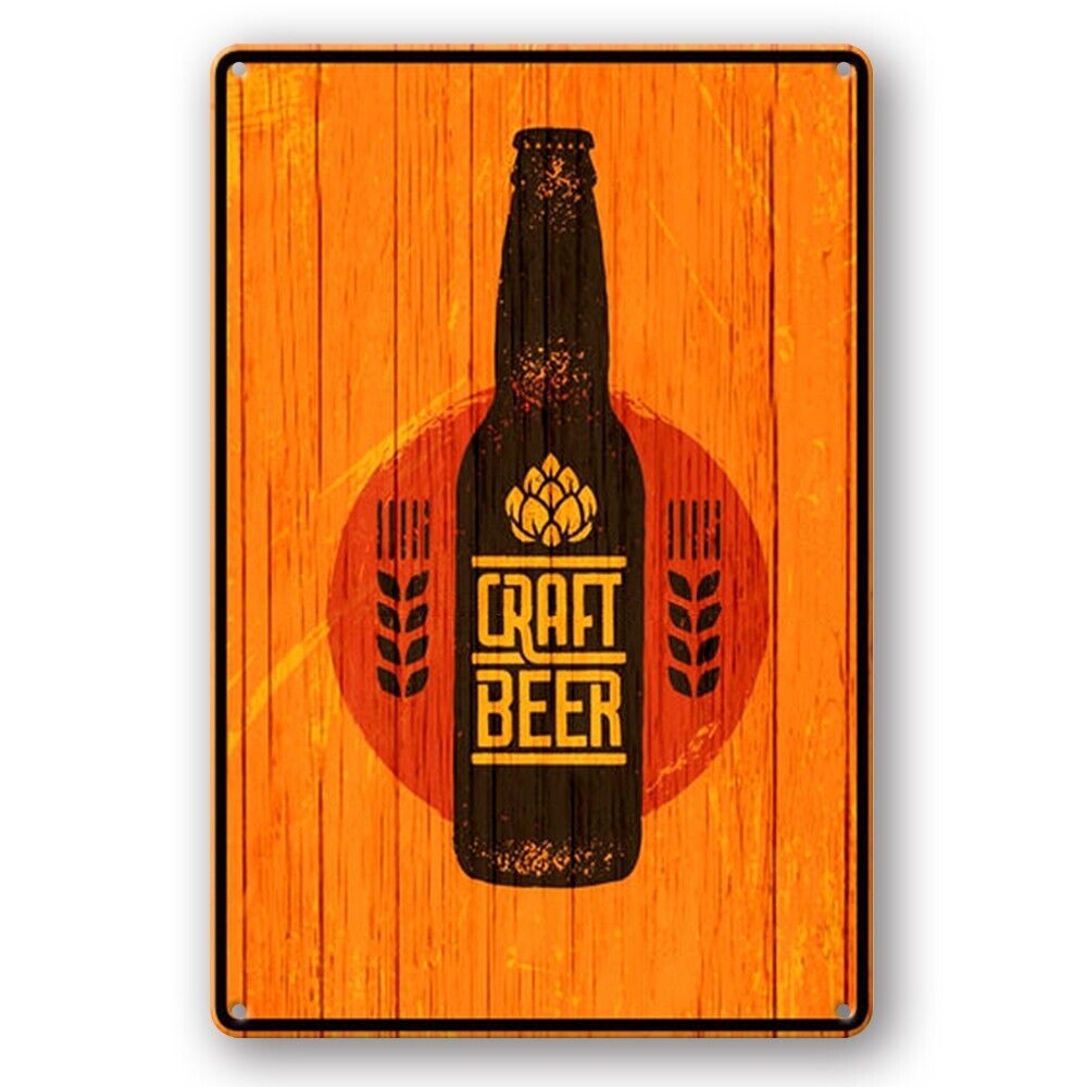 Tin Sign Craft Beer Bottle Drink Bar Rustic Decorative Vintage