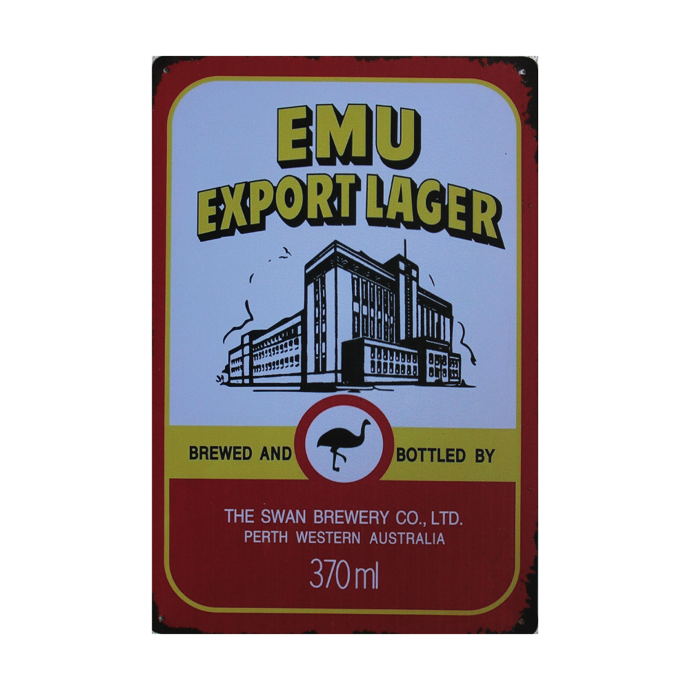 1x Metal Tin Sign Emu Export Lager 200x300mm Decor Rusty Vintage