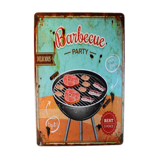 Tin Sign  Barbecue Party Best  Sprint Drink Bar Whisky Rustic Look