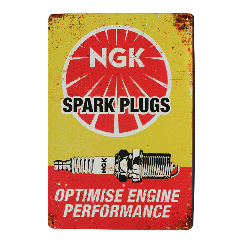 Tin Sign Ngk Spare Plugs Optimise Engine Performance Auto Car Garage 300x200mm