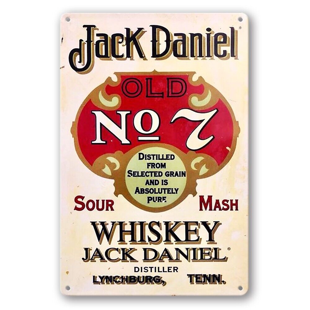 Tin Sign Whiskey Jack Daniel Old No 2 Sour Mash Drink Bar Rustic Look