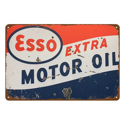 Tin Metal Sign Esso Motor Oil Extra Car 20x30cm Rustic Vintage