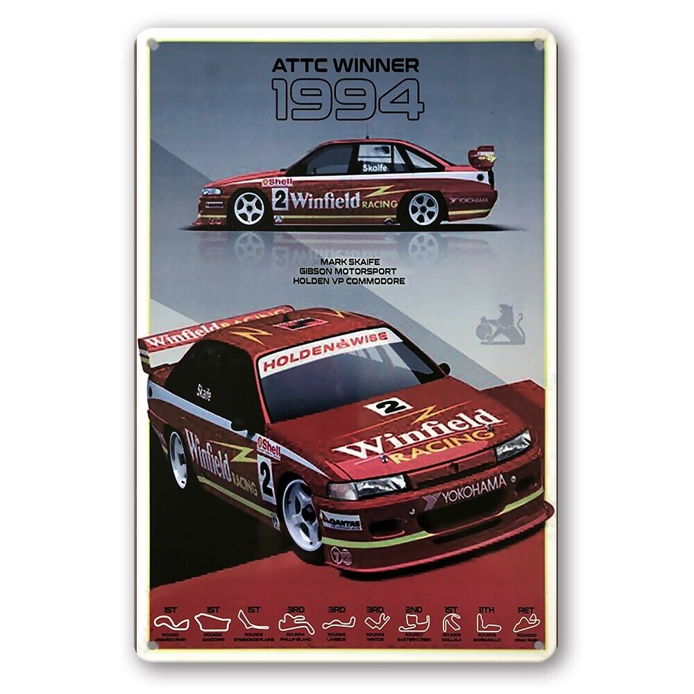 Tin Sign Attc Winner 1994 Winfield Racing Car Rustic Look Decorative