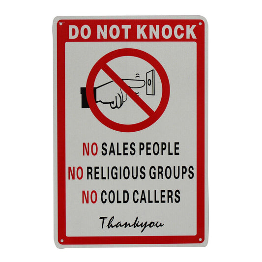 Warning Notice Do Not Knock No Sales Religious Cold Call 200x300mm Metal Private