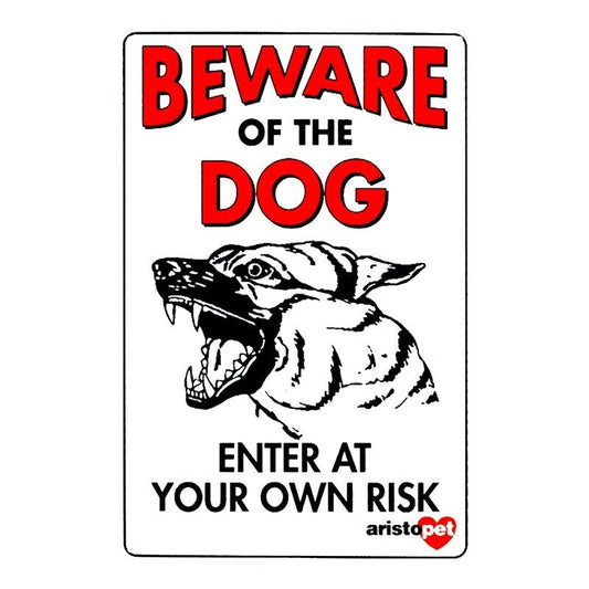 Tin Metal Sign Beware Of The Dog Enter At Own Risk 20x30cm Rustic Vintage