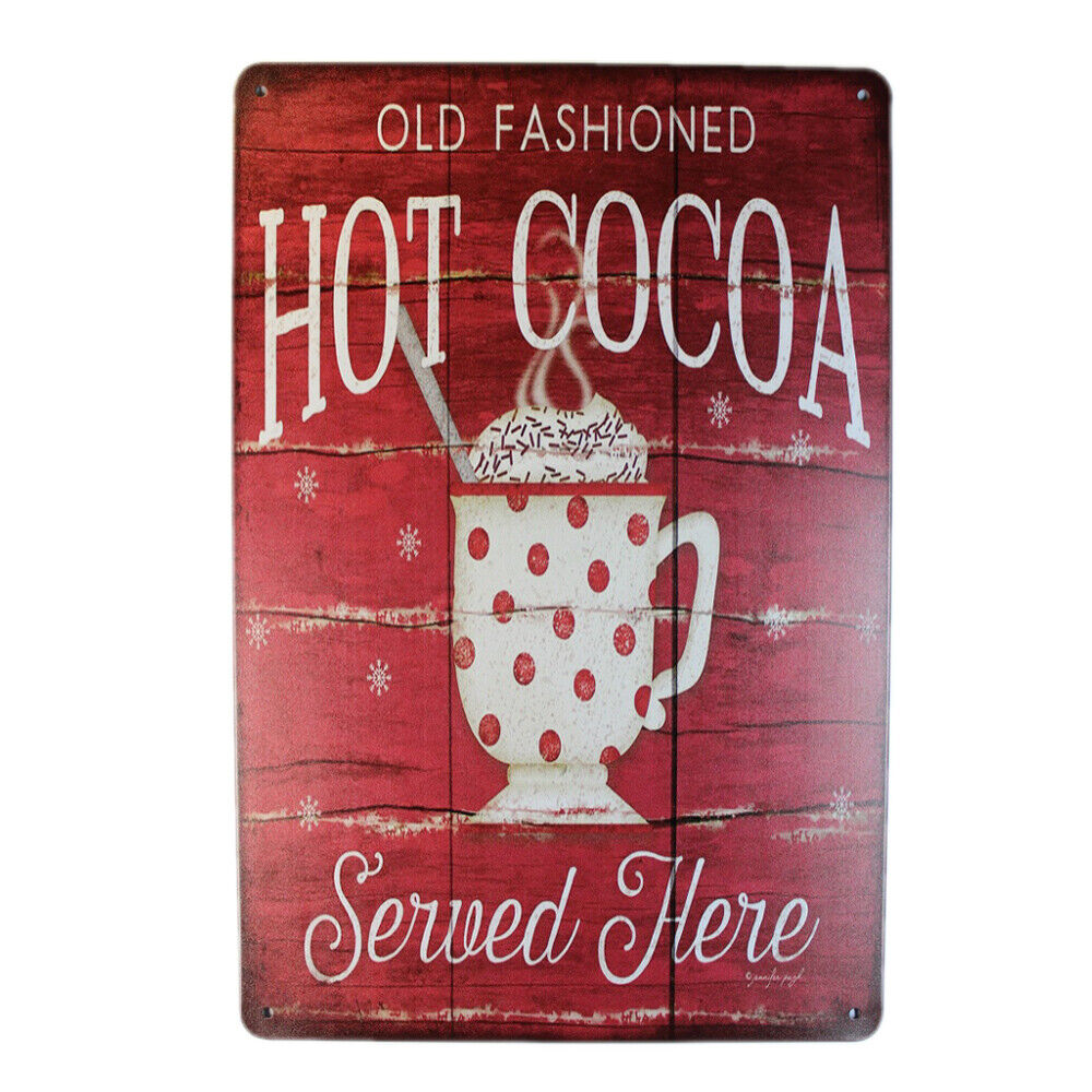 Tin Sign Hot Cocoa Sprint Drink Bar Whisky Rustic Look