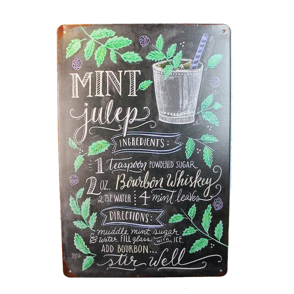 Tin Sign  Mint Julep Sprint Drink Bar Whisky Rustic Look