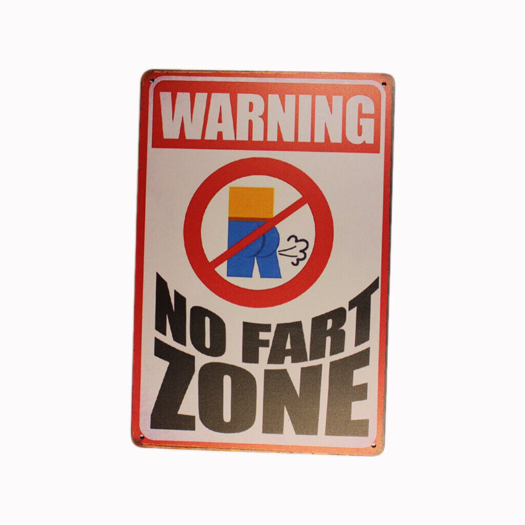Tin Sign No Fart Zone Warning Sprint Drink Bar Whisky Rustic Look
