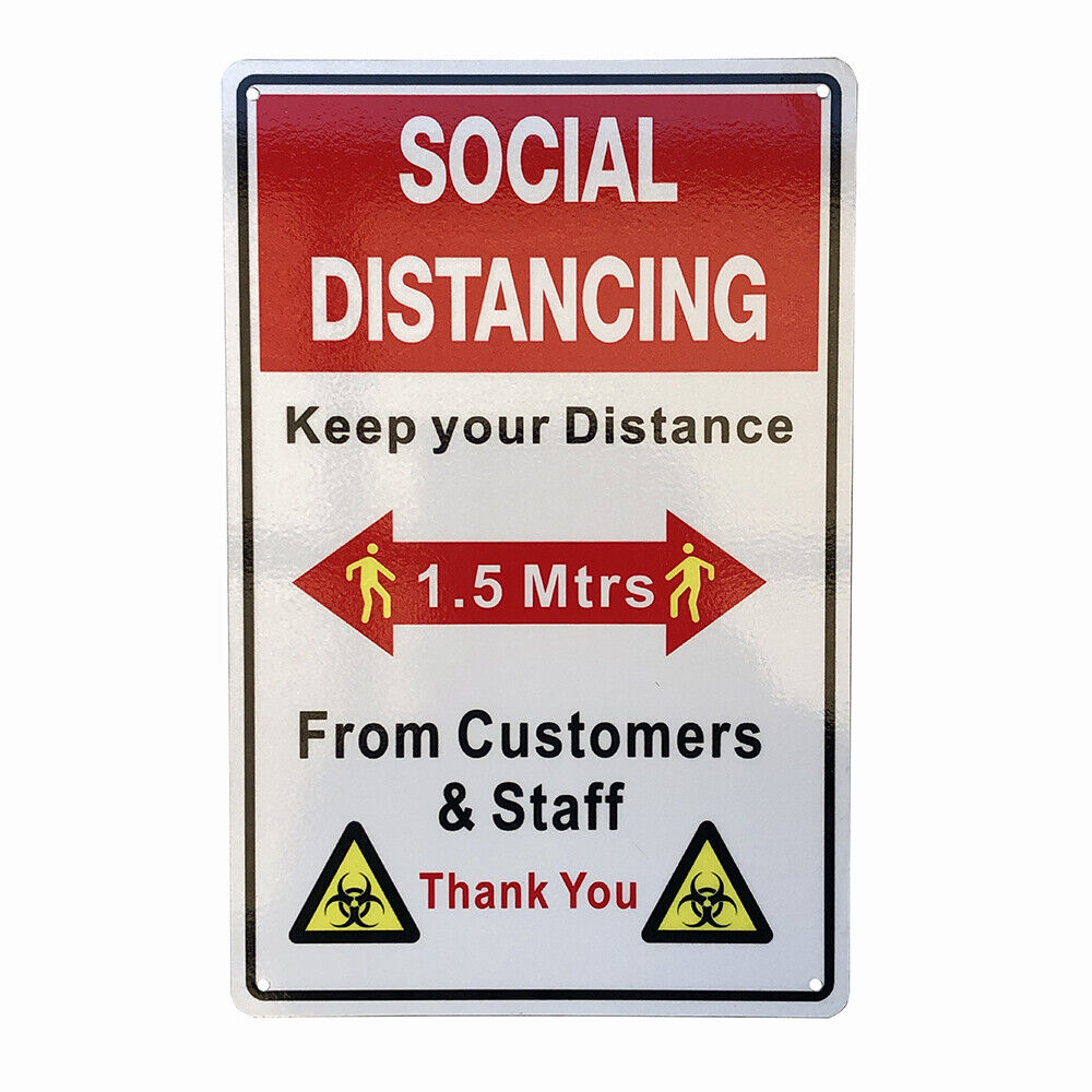 Warning Sign Social Distancing 1.5 Meter  Keep Distance Metal