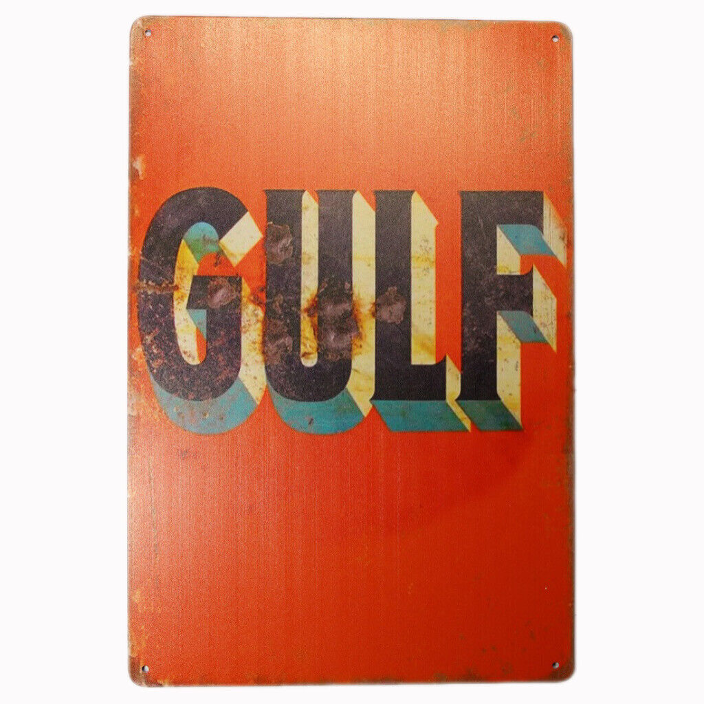 Tin Sign Gulf Red  Sprint Drink Bar Whisky Rustic Look