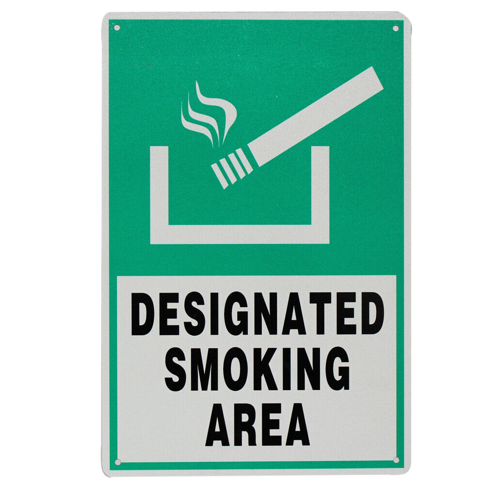 Warning Notice Designated Smoking Area Place 200x300mm Metal Health Smoke Sign