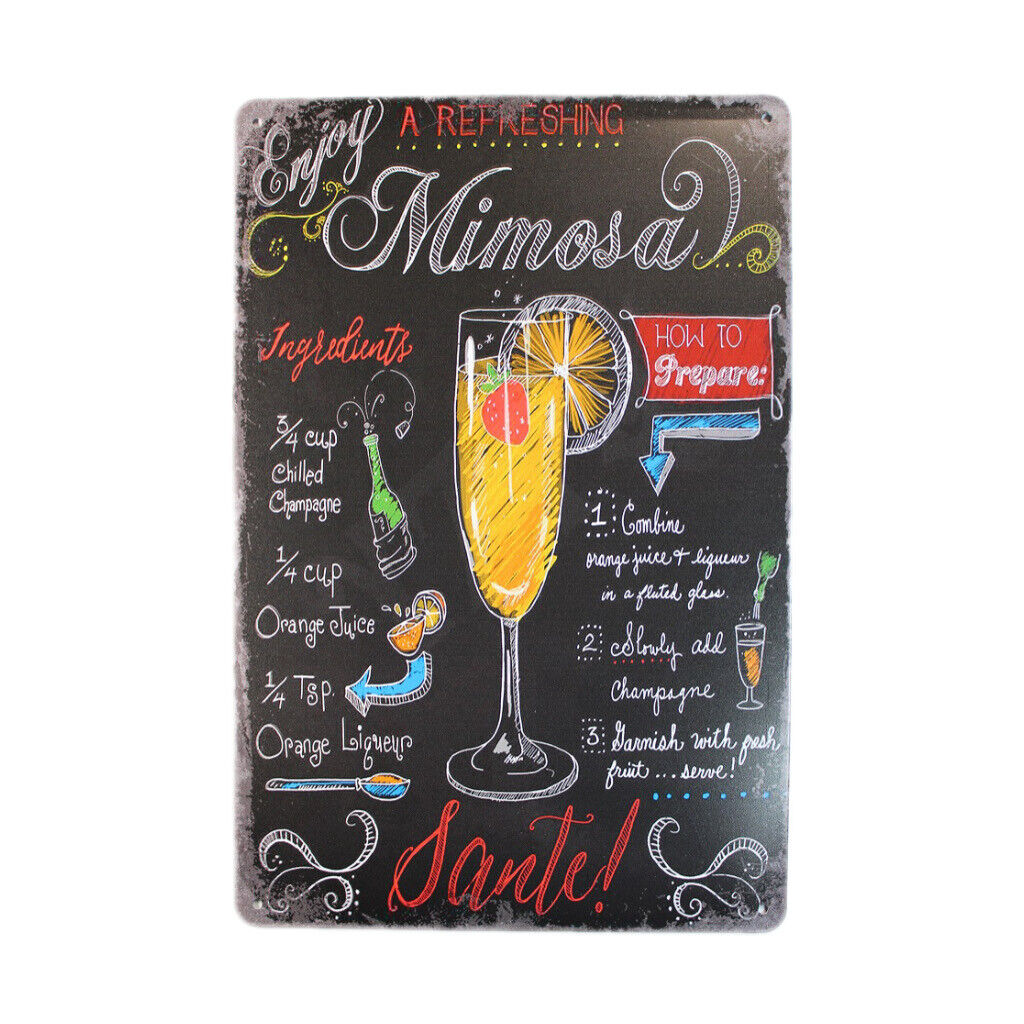 Tin Sign Mimosa Juice Enjoy Sprint Drink Bar Whisky Rustic Look