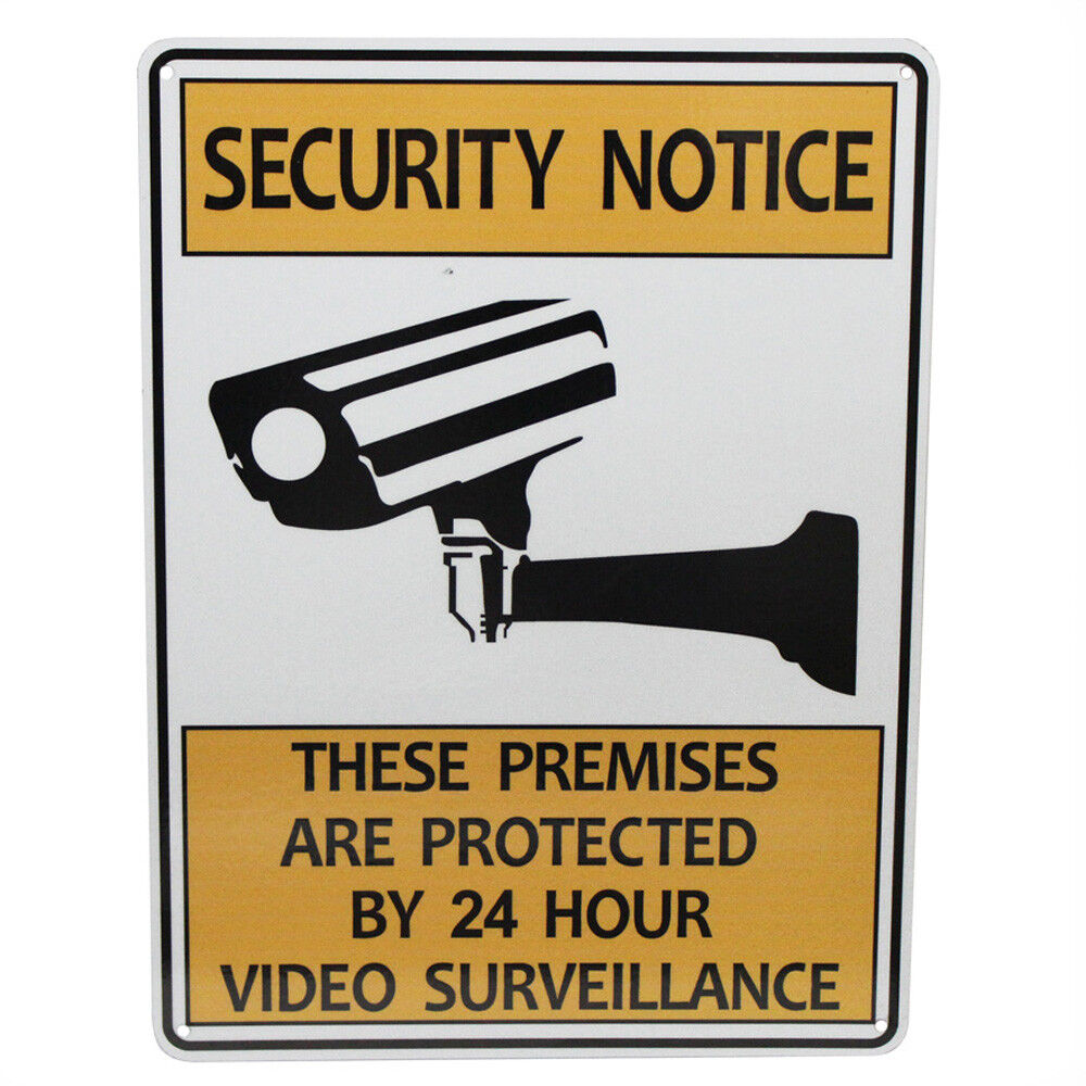 Warning Security Notice Sign Video Surveillance 24 Hour 200x300mm Quality Metal