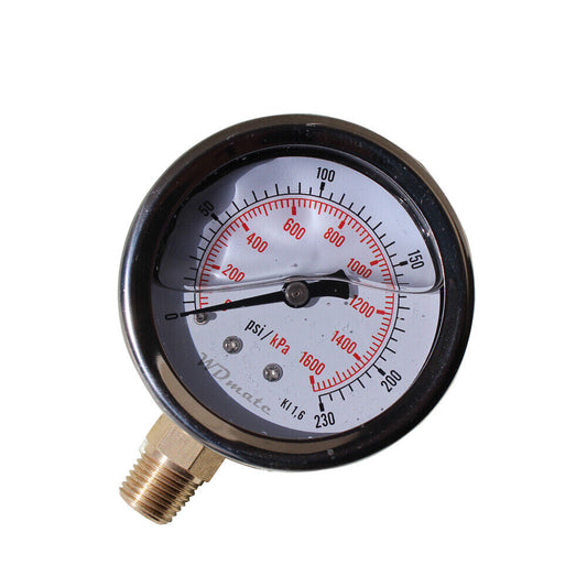 Liquid Oil Filled Pressure Gauge 63mm 2.5” 230psi 1600kpa 1/4″bspt Oil Meter